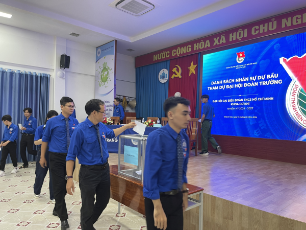 ĐOÀN TN KHOA CƠ KHÍ TỔ CHỨC THÀNH CÔNG ĐẠI HỘI ĐẠI BIỂU ĐOÀN TNCS HỒ CHÍ MINH KHOA CƠ KHÍ NHIỆM KỲ 2024-2027 